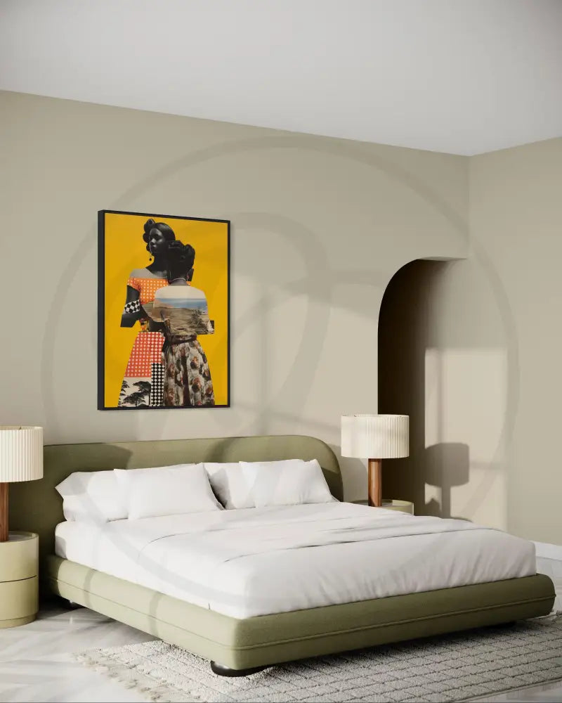 Black women cultural collage art for modern Afrocentric décor