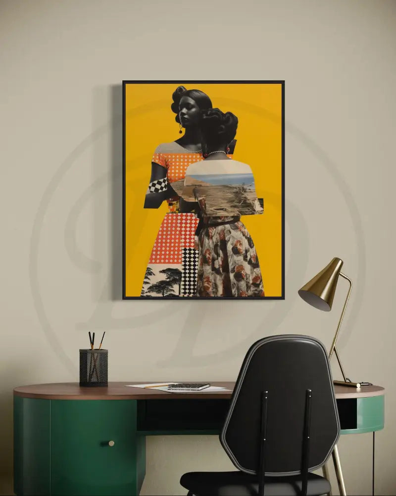 Printable Black women cultural art with fashion-inspired elements