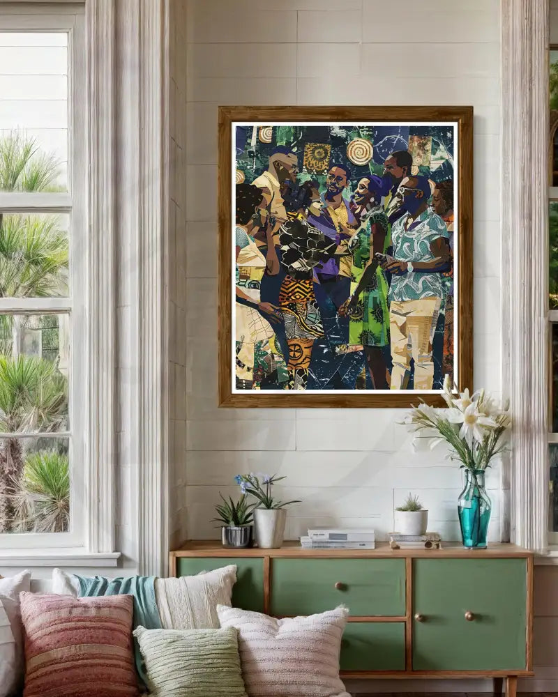 Afrocentric digital community art perfect for dining rooms and living spaces.