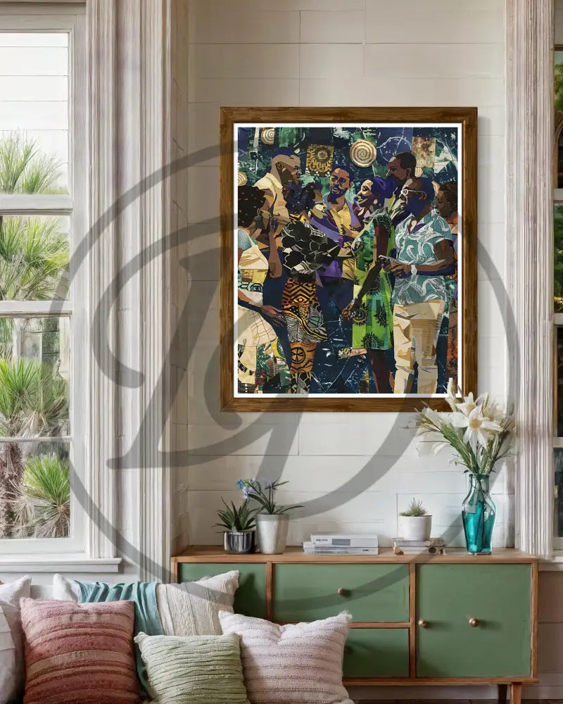 Afrocentric digital community art perfect for dining rooms and living spaces.