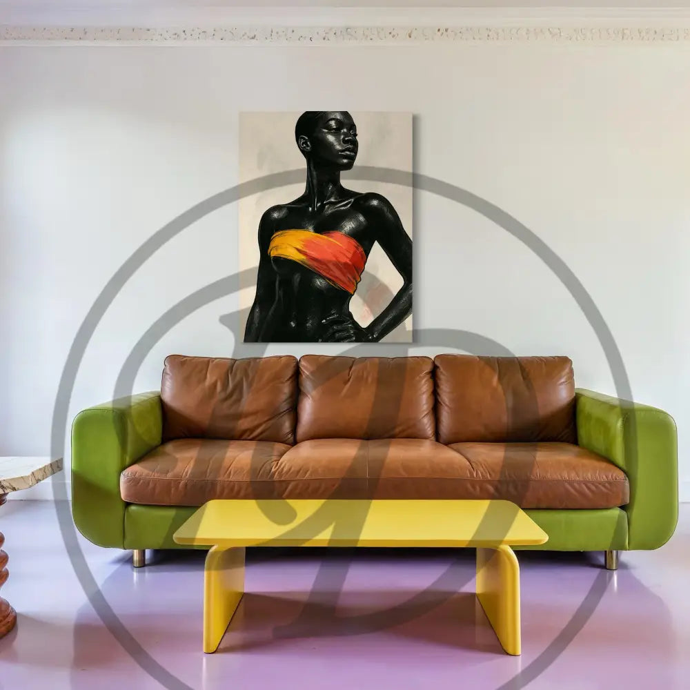 Empowering Black woman art in warm tones


