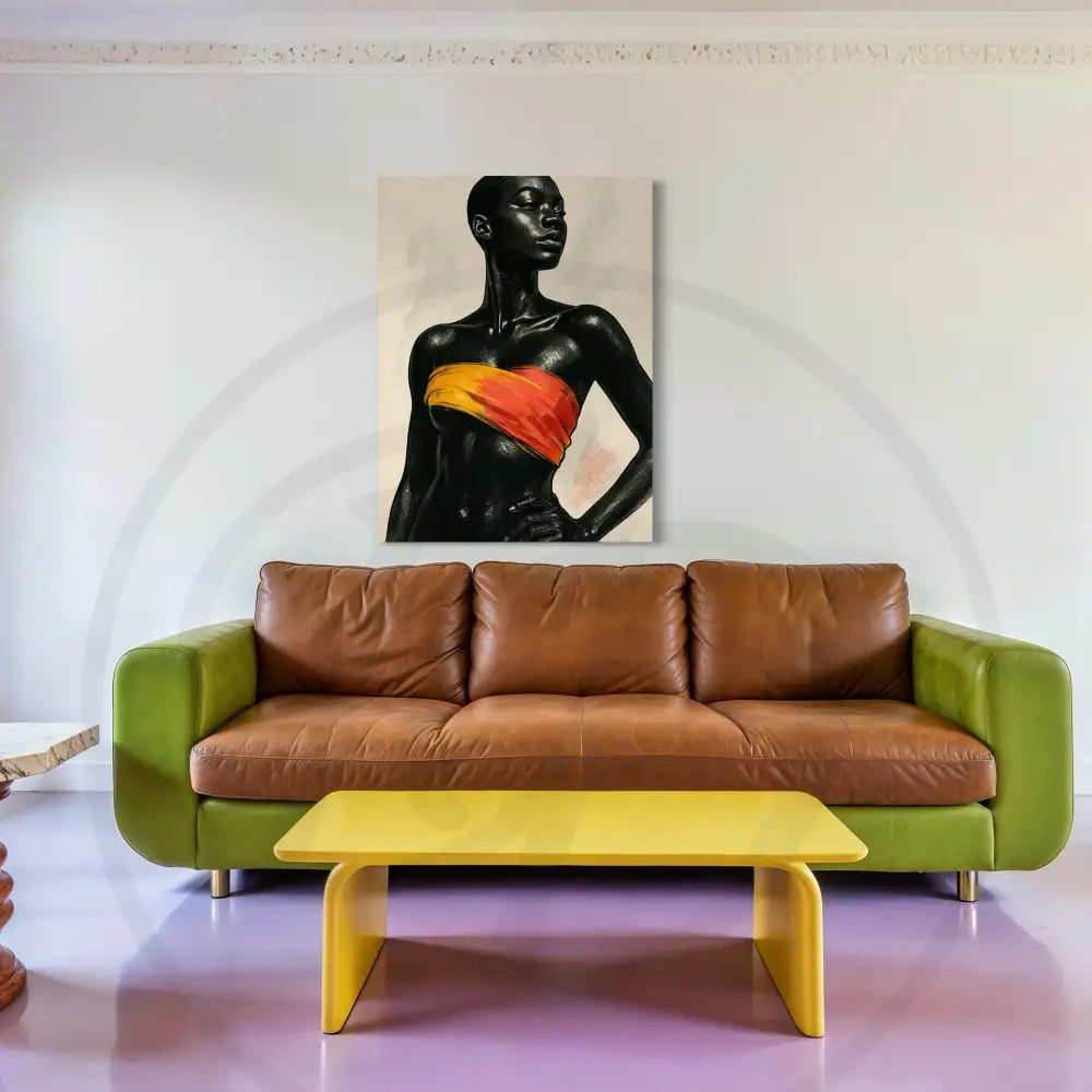 Empowering Black woman art in warm tones

