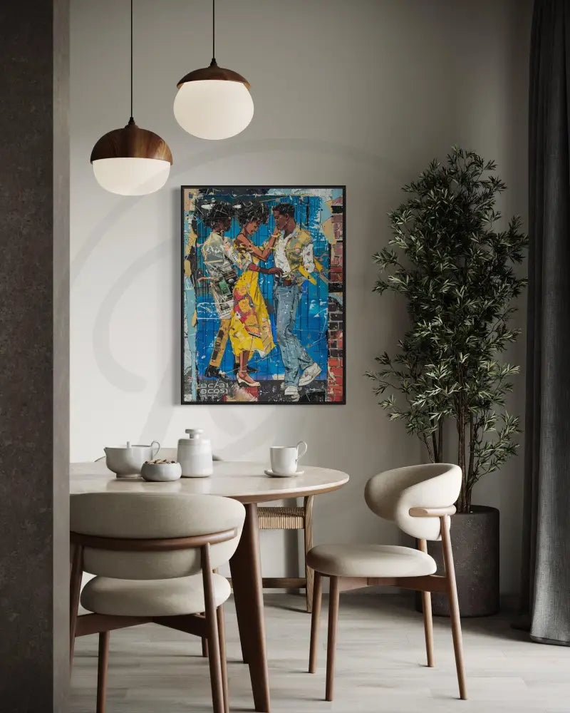 Afrocentric dance-inspired collage artwork printable.