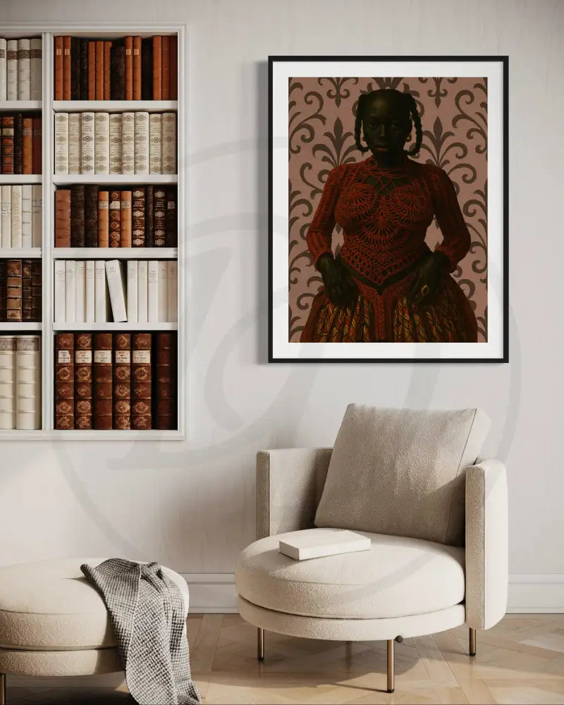 Black woman crochet fashion artwork for modern décor