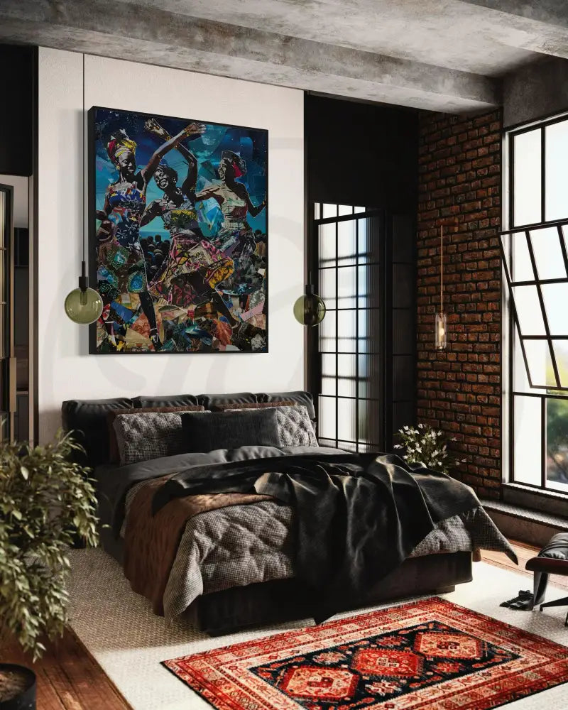 Printable modern art celebrating Black heritage, energy, and vibrance.
