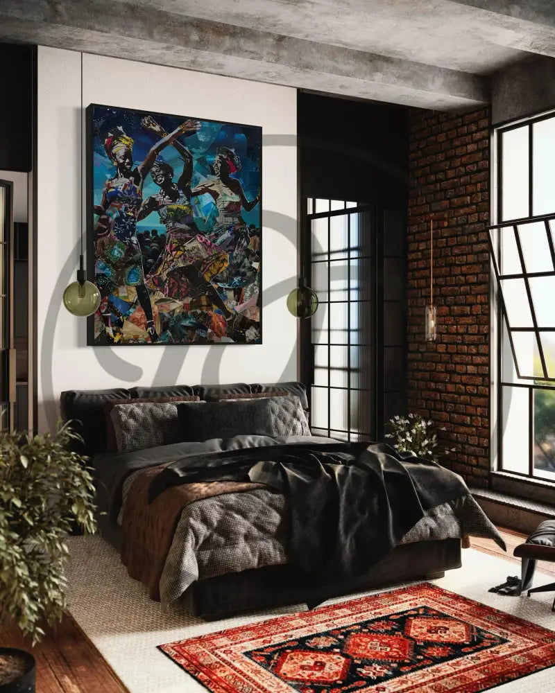 Printable modern art celebrating Black heritage, energy, and vibrance.