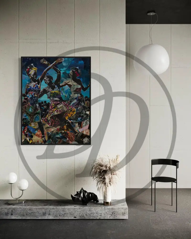 Afrocentric dance celebration digital art perfect for cultural spaces.