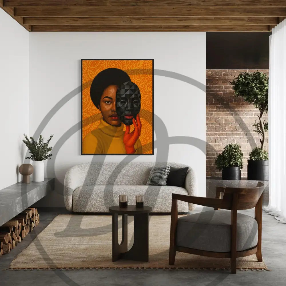 Bold modern wall décor featuring Black woman portrait.