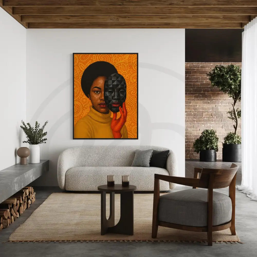 Bold modern wall décor featuring Black woman portrait.