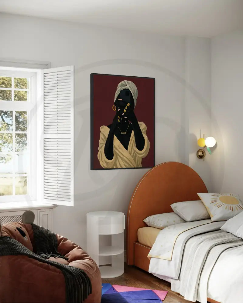 Contemporary African American selfie-themed portrait wall art. Instant download printable art for home or office.