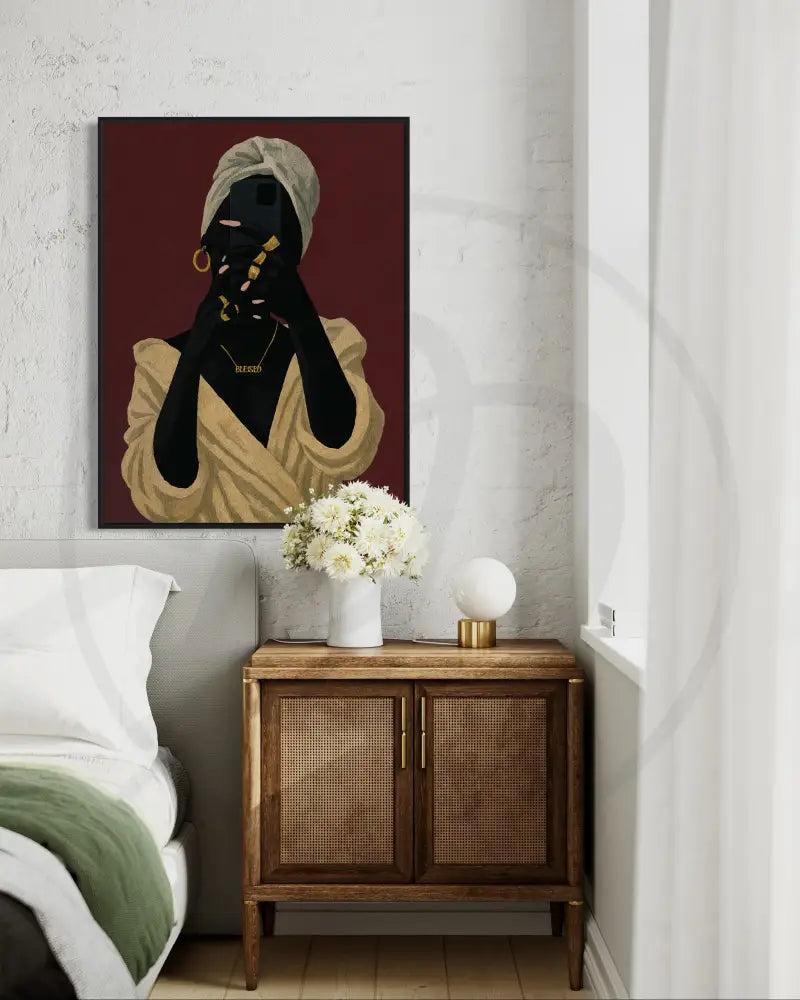 Afrocentric Digital Download Wall Art | Black Woman Selfie Portrait