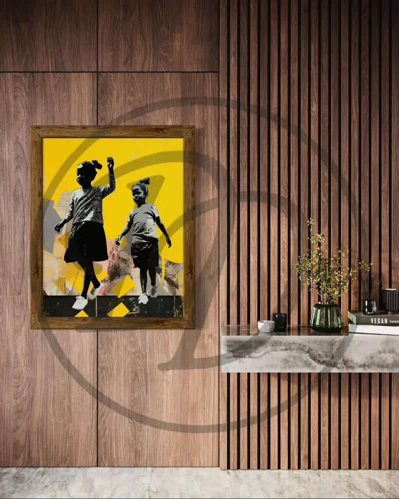 Digital download of Black children dancing in playful Afrocentric art.