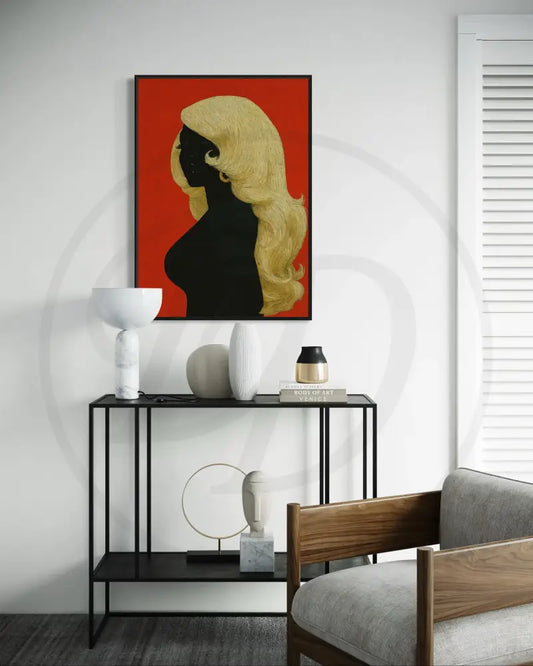 Afrocentric digital art of a faceless Black woman with blonde hair.