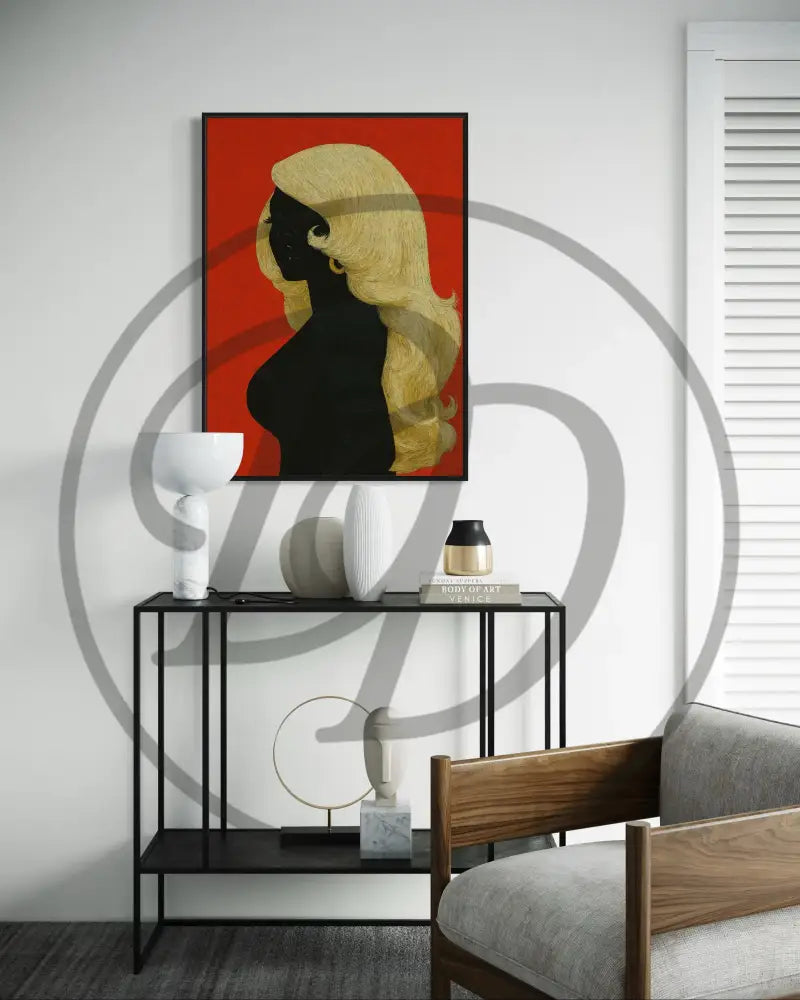 Afrocentric digital art of a faceless Black woman with blonde hair.