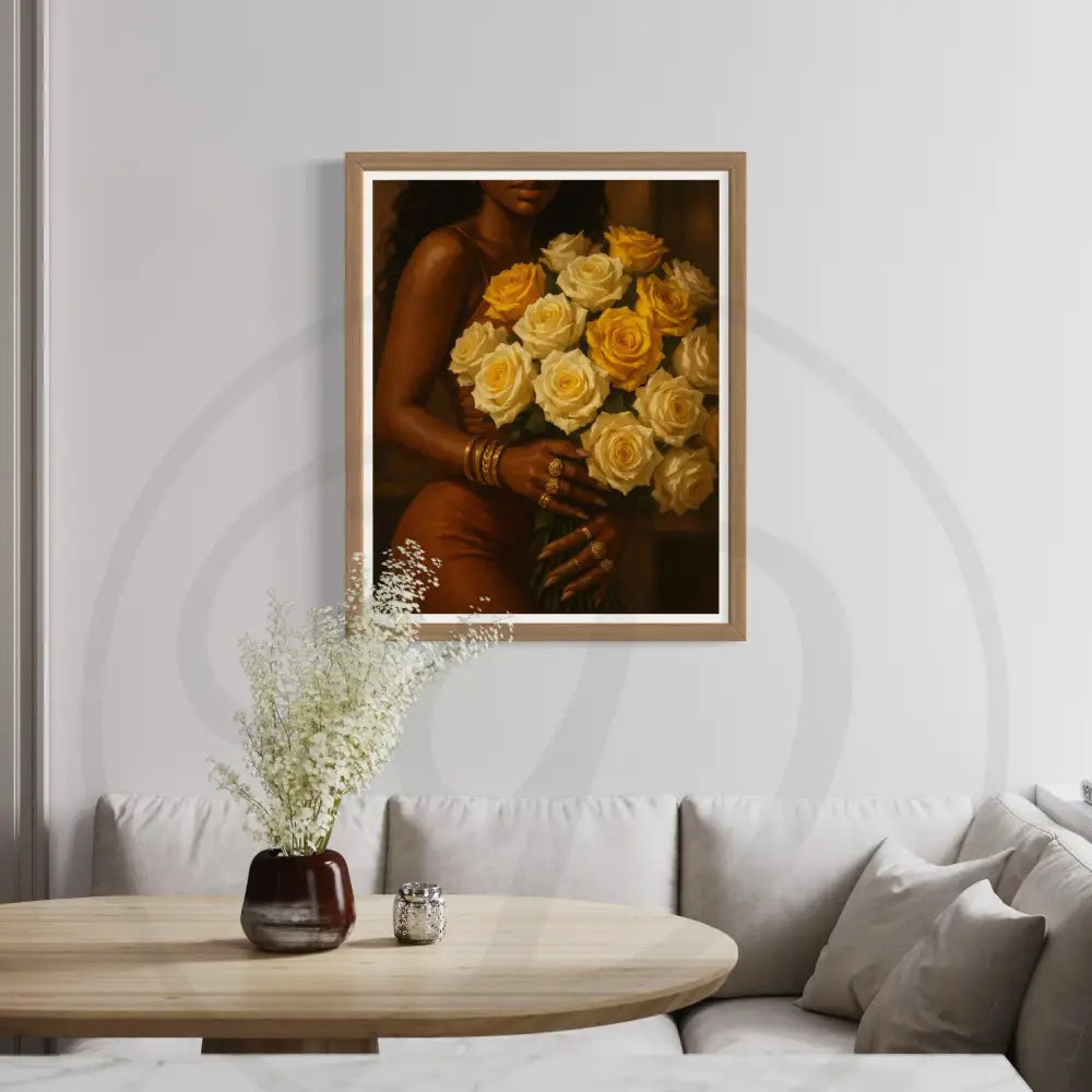 High-resolution printable floral art celebrating Black beauty.