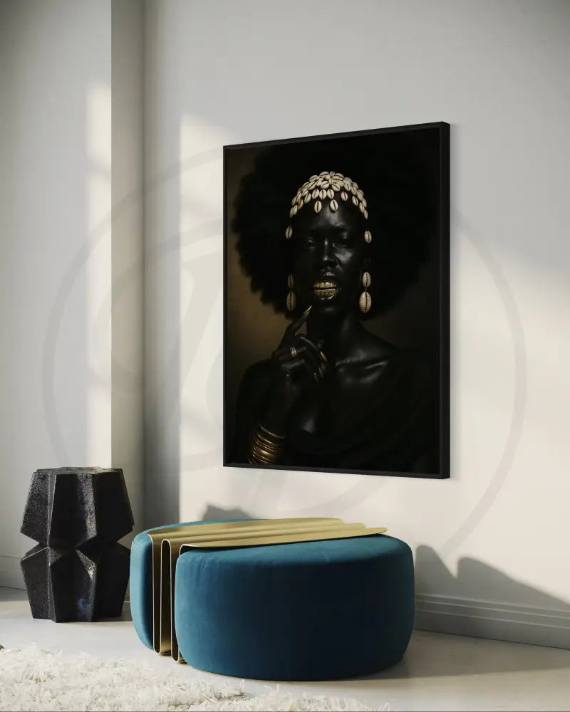 Printable Afrocentric portrait art celebrating Black woman beauty and heritage.