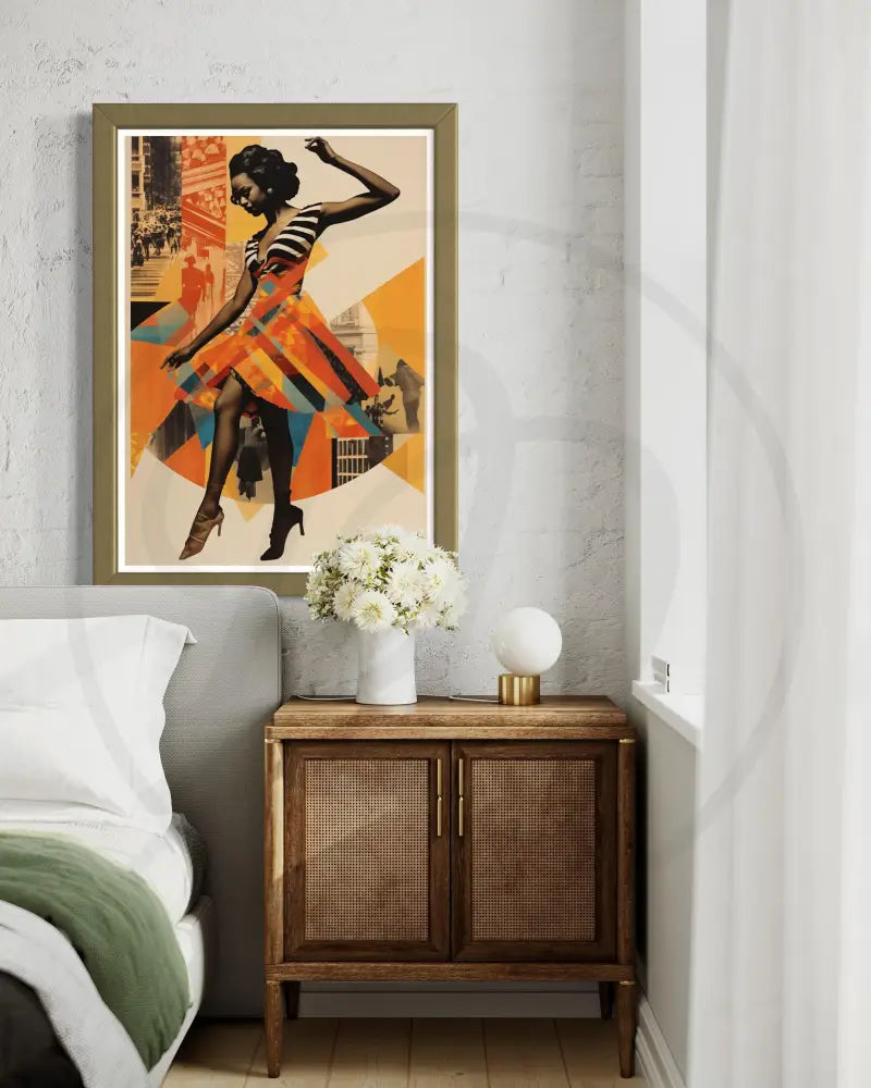 Premium Afrocentric digital art of a dancing Black woman silhouette