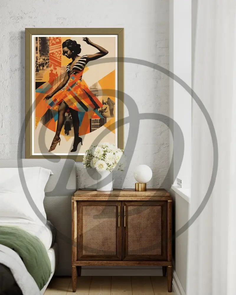 Premium Afrocentric digital art of a dancing Black woman silhouette