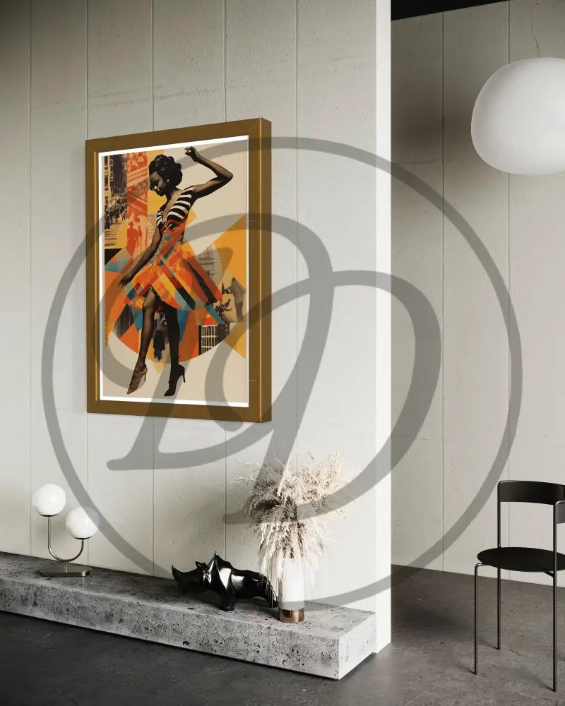Modern Afrocentric wall art with faceless Black woman figure in motion