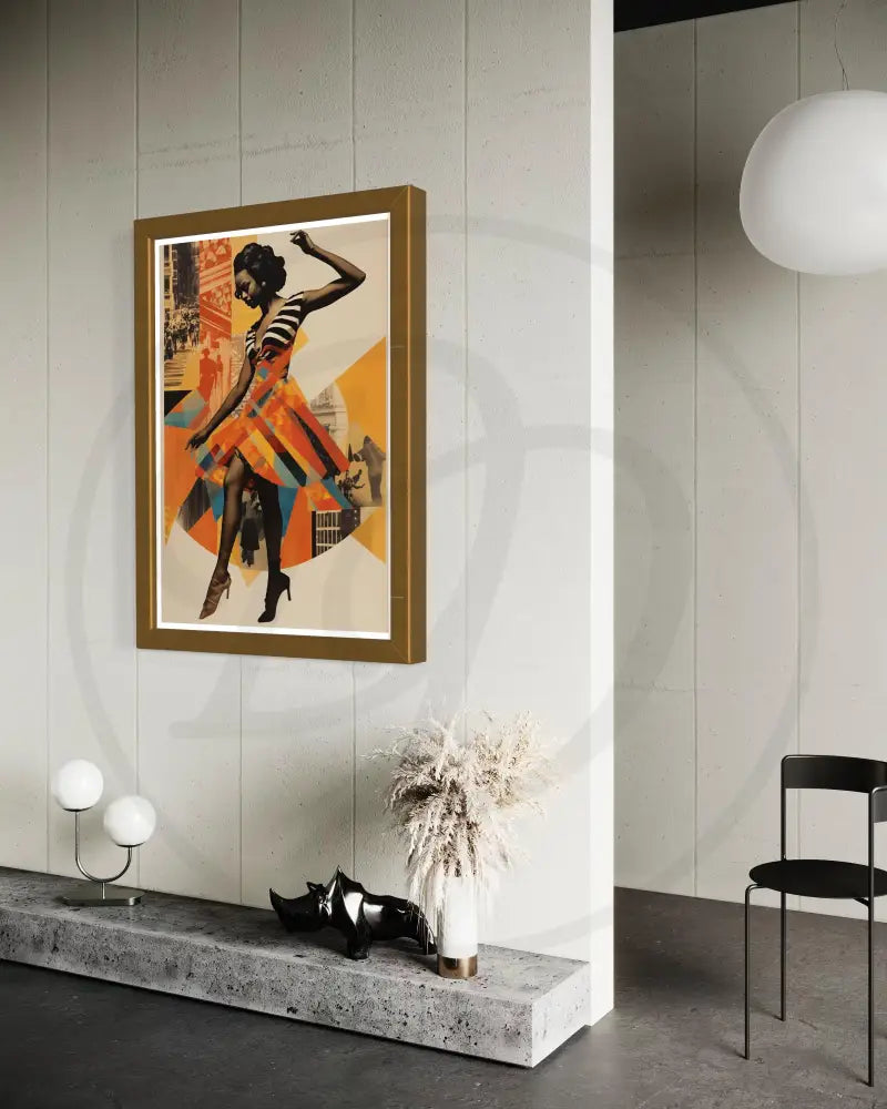 Modern Afrocentric wall art with faceless Black woman figure in motion