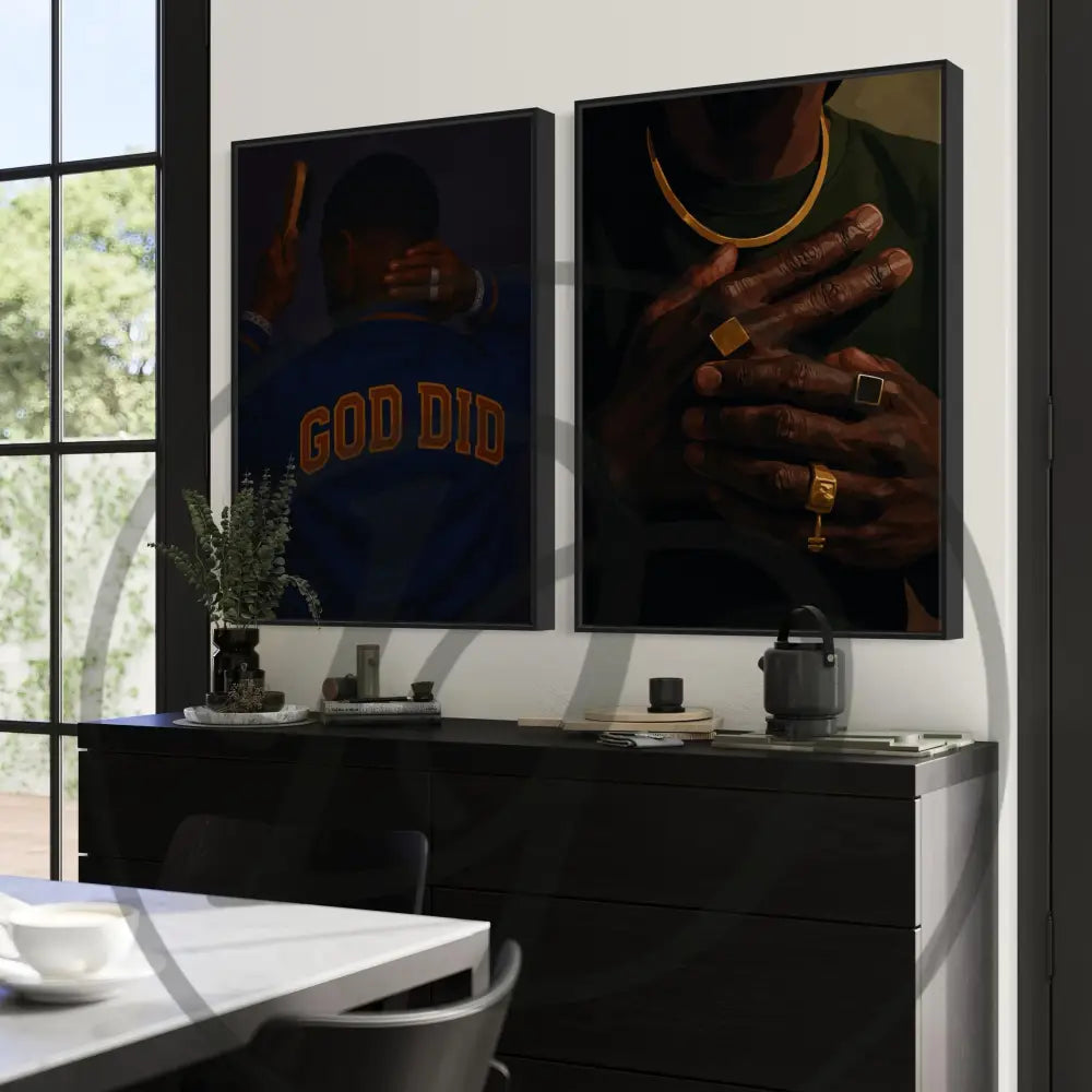 Printable Afrocentric art set of Black men urban fashion and gold jewelry.