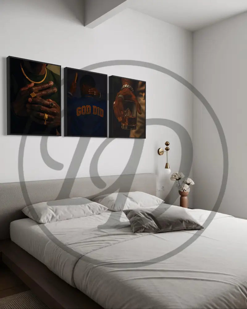 Three-piece digital art set of Black man’s accessories and lifestyle elements.