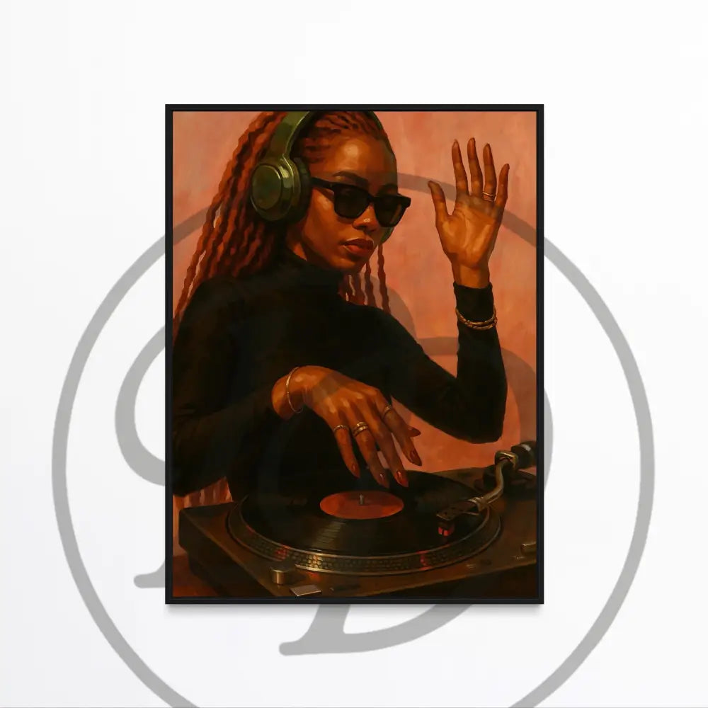 Modern African American artwork of DJs celebrating culture and music.