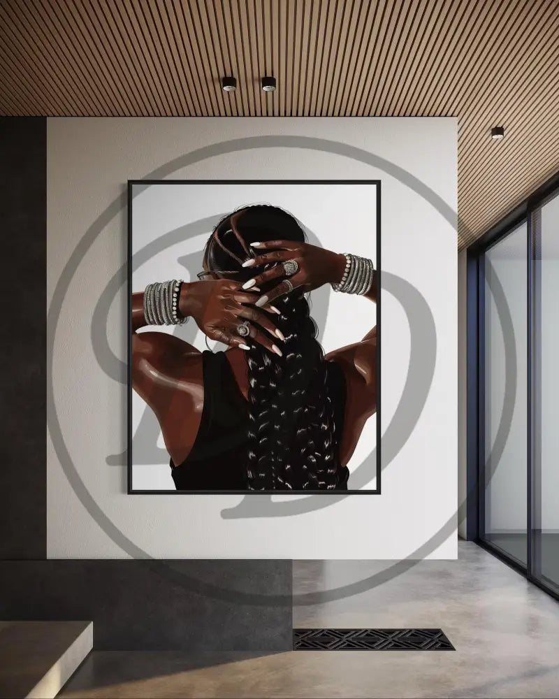 Digital wall art 3-piece set with faceless Black women and luxury accessories.