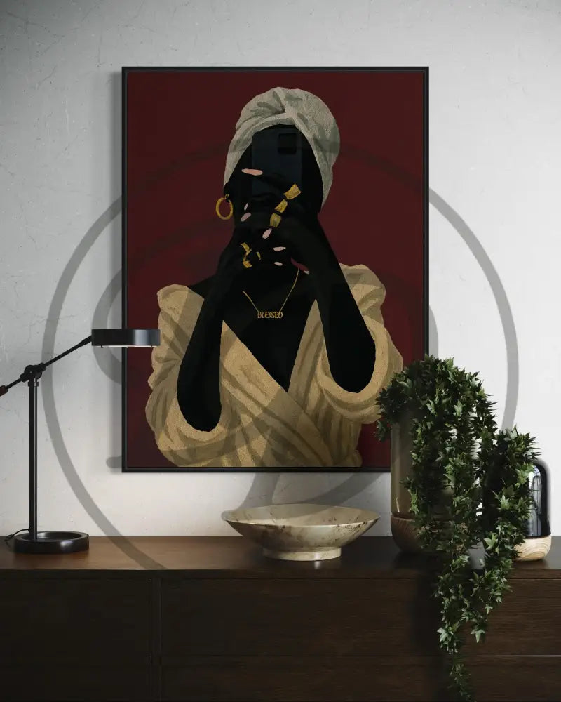Digital wall art 3-piece set of luxury Black woman accessories and poses.