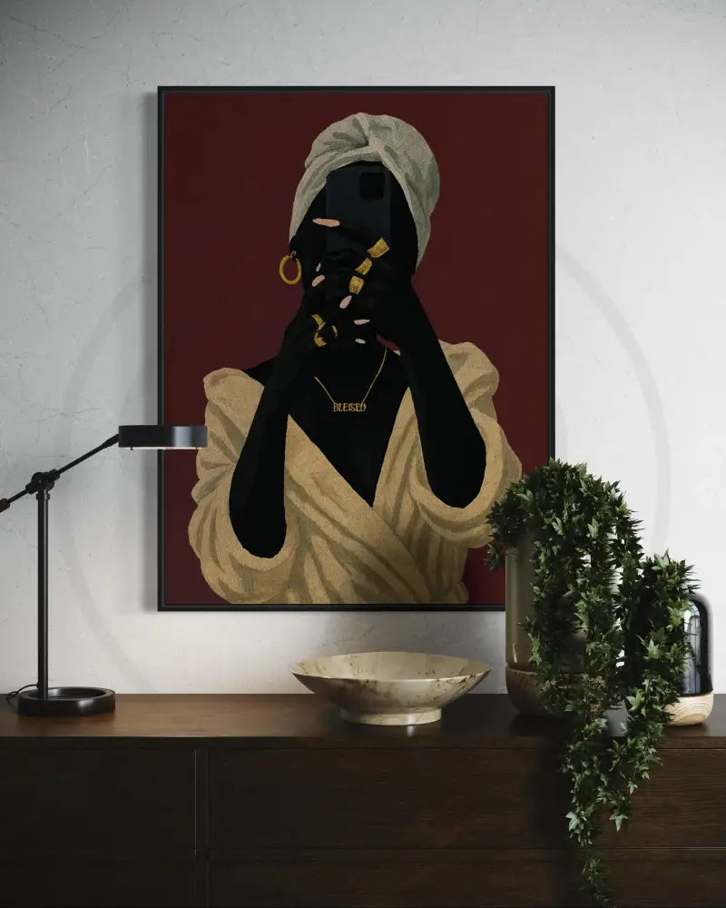 Digital wall art 3-piece set of luxury Black woman accessories and poses.