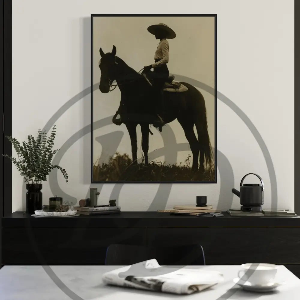 Modern African American artwork featuring horses and faceless rider.