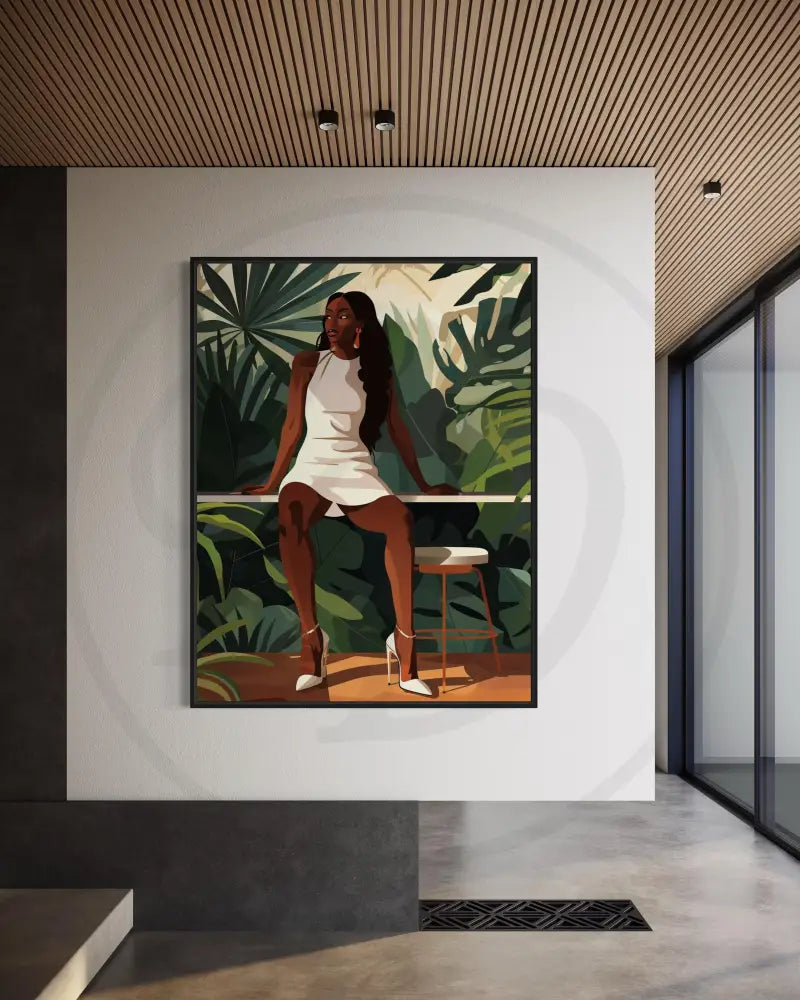 Digital wall art 3-piece set of confident Black women in white dresses.