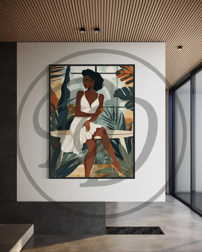 Printable Afrocentric art set of Black women relaxing in stylish urban cafés.