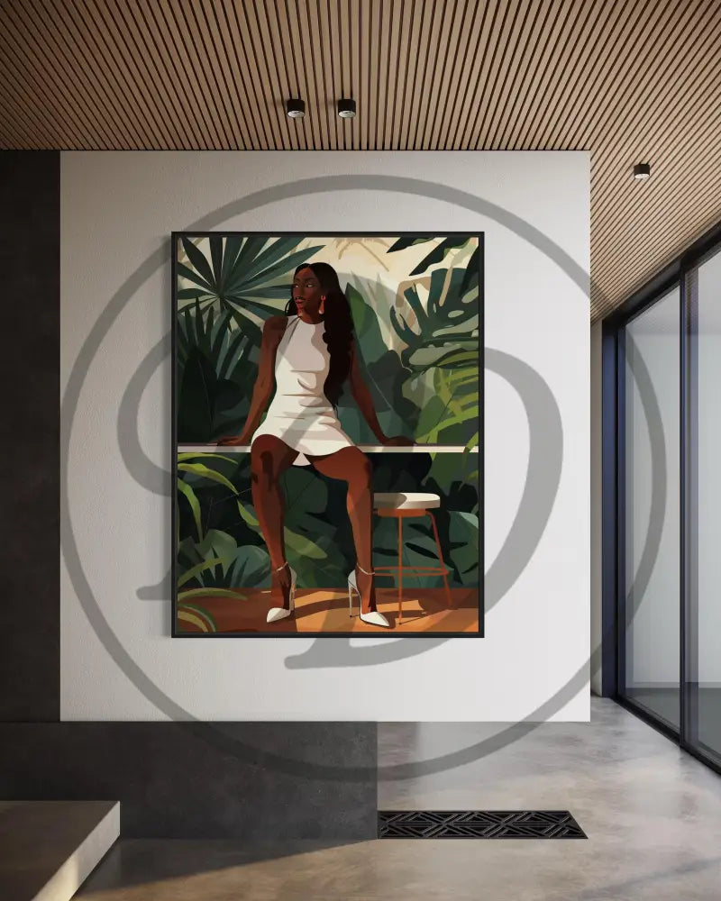 Digital wall art 3-piece set of confident Black women in white dresses.