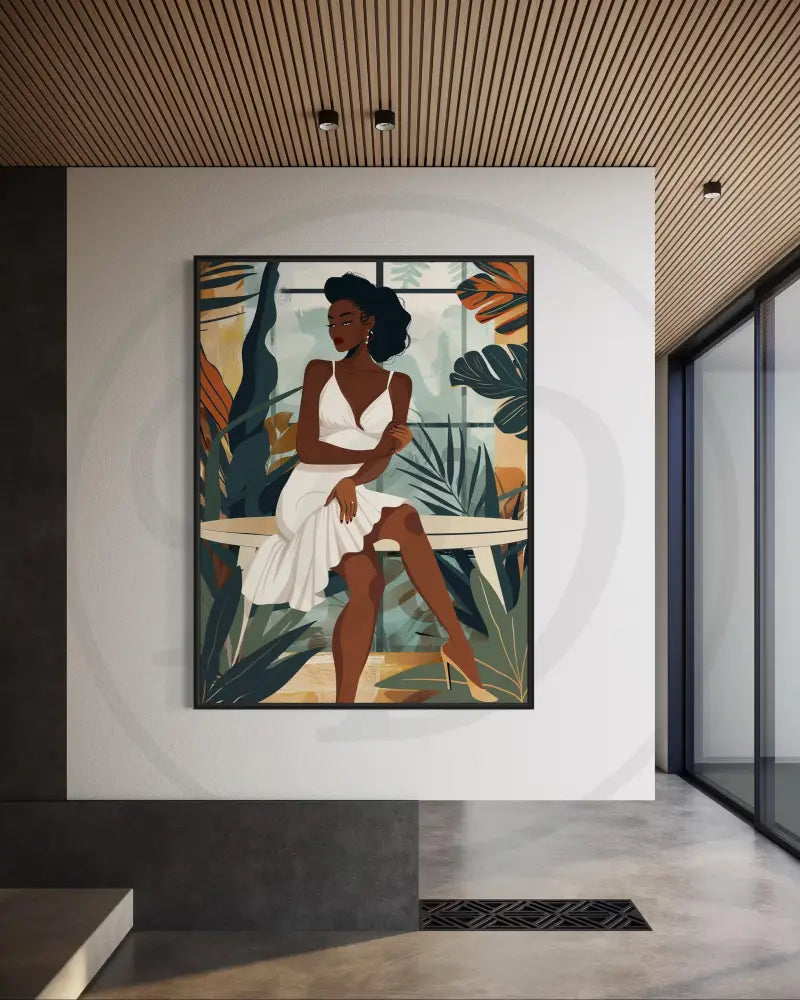 Printable Afrocentric art set of Black women relaxing in stylish urban cafés.