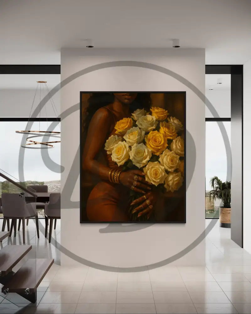 Five-piece digital art set of luxurious Afrocentric home décor prints.