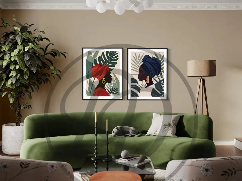 Modern African American artwork with elegant botanical backdrops.