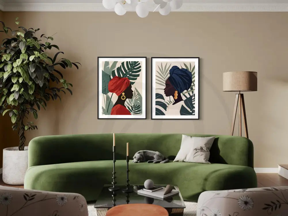 Modern African American artwork with elegant botanical backdrops.