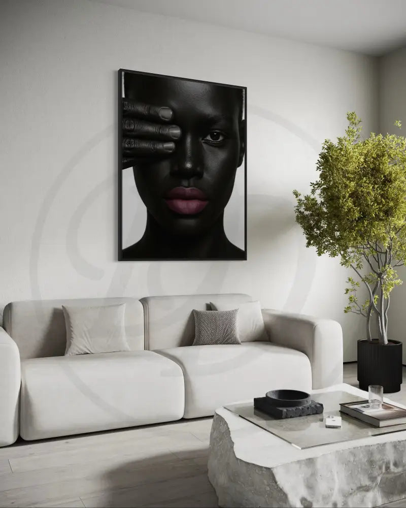 Editorial digital art portrait for Afrocentric home décor.