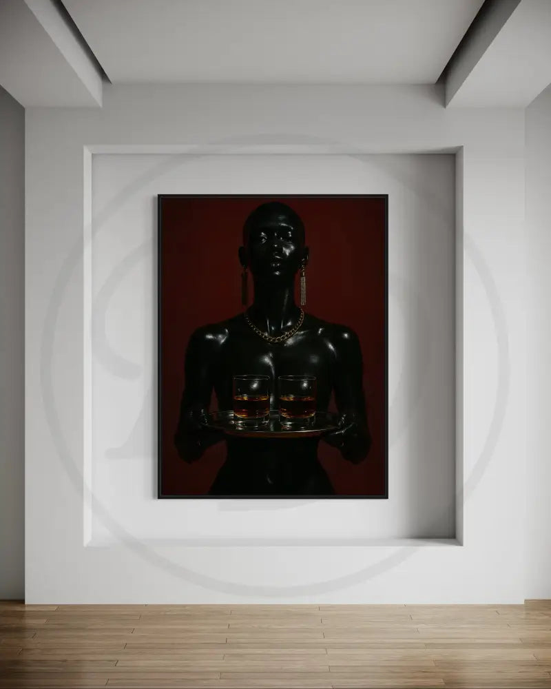 Afrocentric luxury wall décor digital download with whiskey glasses.