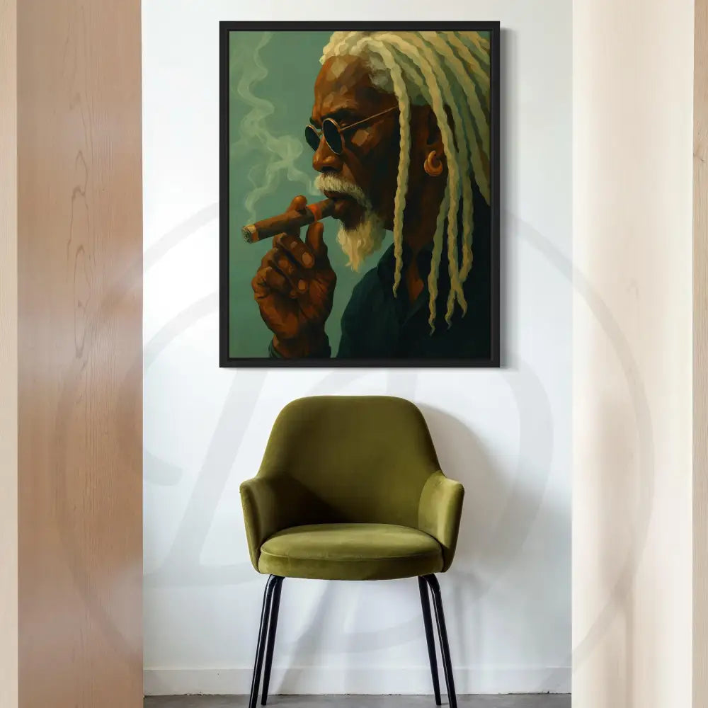Afrocentric elder with cigar cultural artwork
