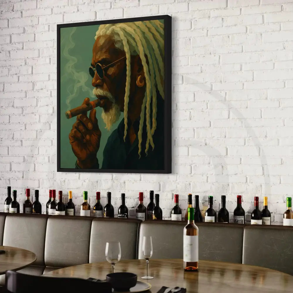 Modern wall art of Black man wearing sunglasses