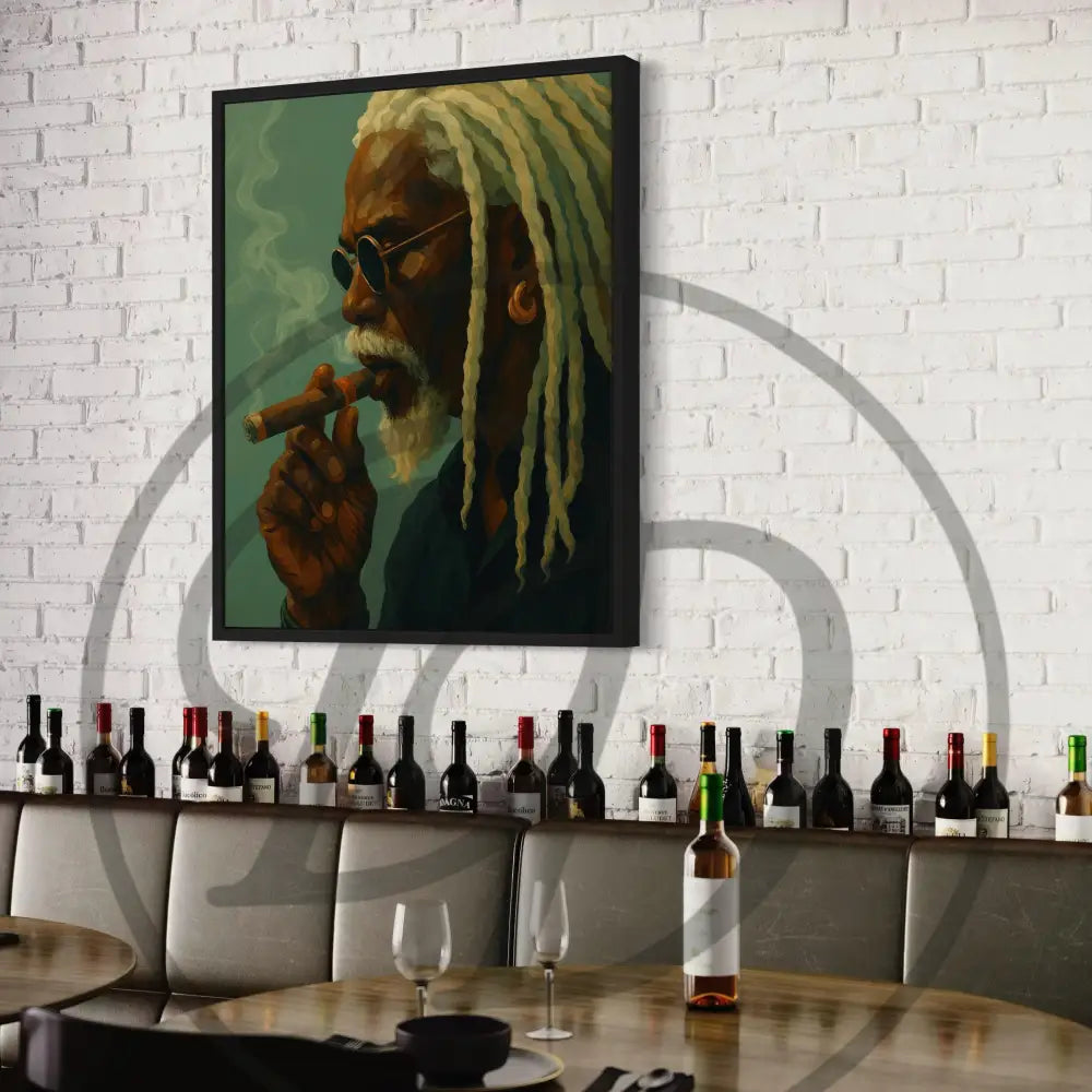 Modern wall art of Black man wearing sunglasses