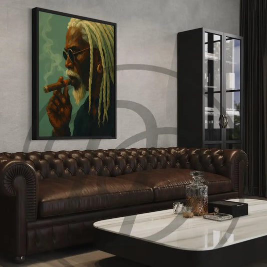 Stylish digital print of a Black man with locs