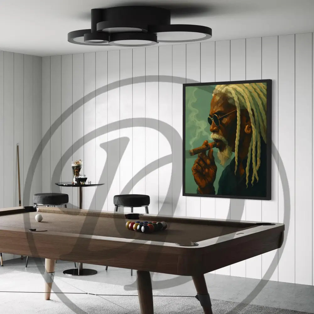 Afrocentric masculine art with cigar and locs