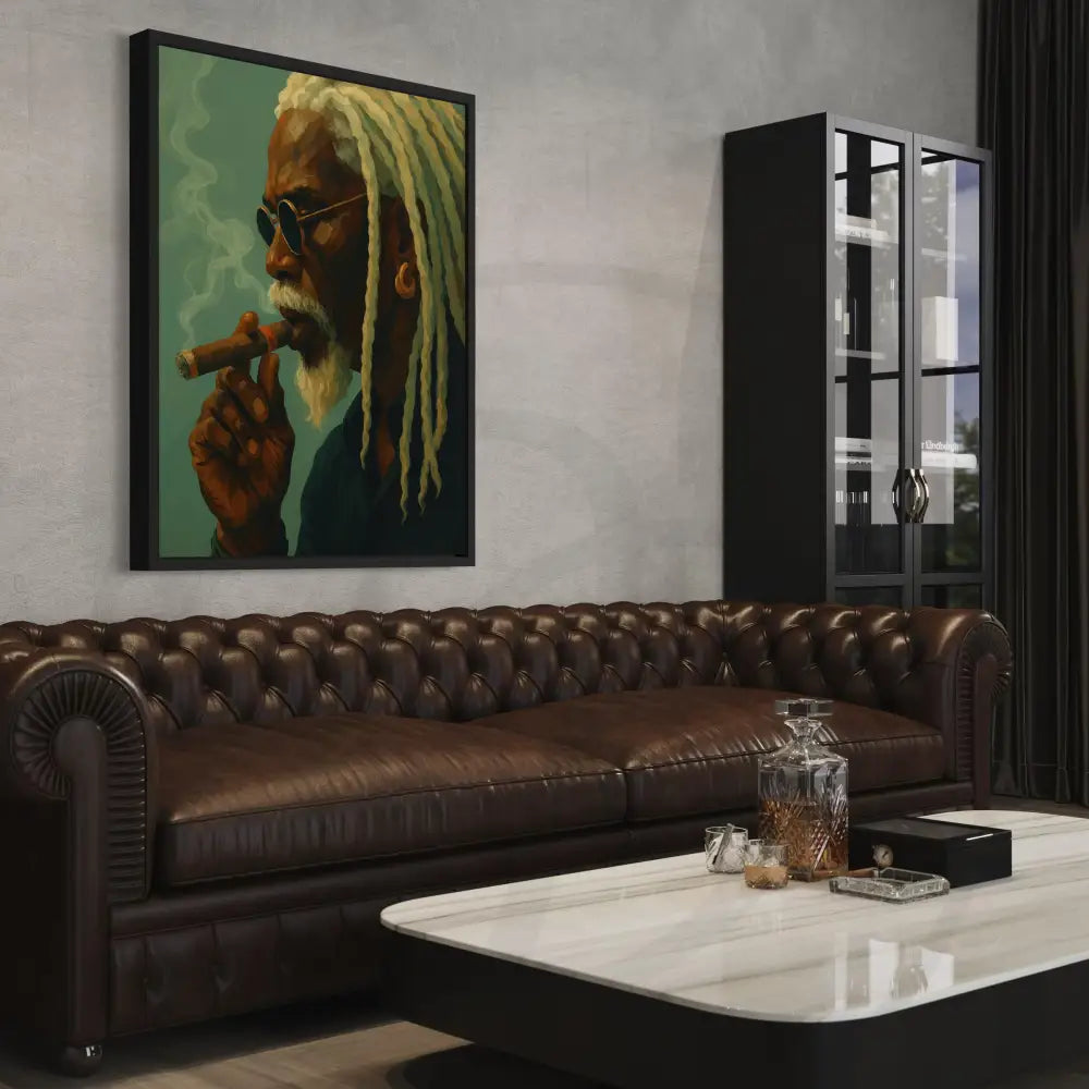 Stylish digital print of a Black man with locs
