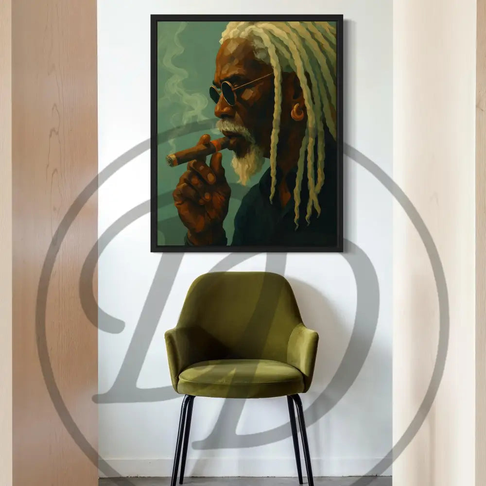 Afrocentric elder with cigar cultural artwork