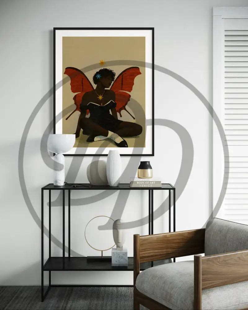 Printable surreal art celebrating Black beauty and imaginative design.
