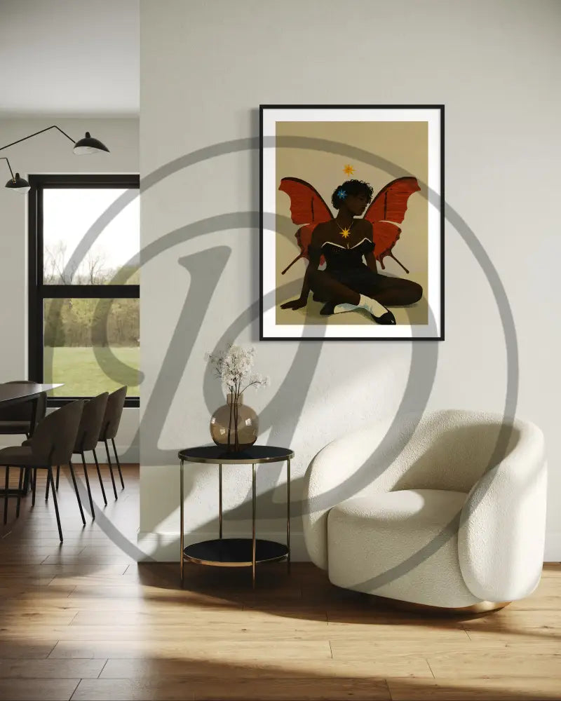 Elegant Afrocentric butterfly artwork for soulful and modern interiors.