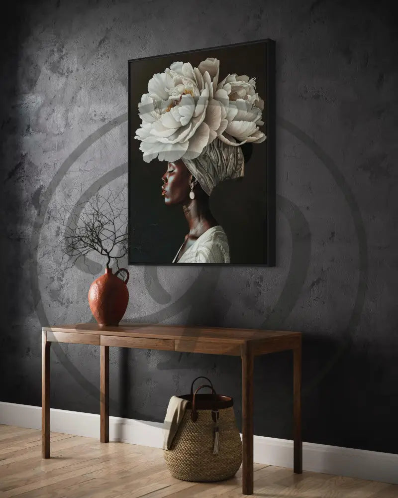 Printable modern art celebrating Black culture and regal femininity.